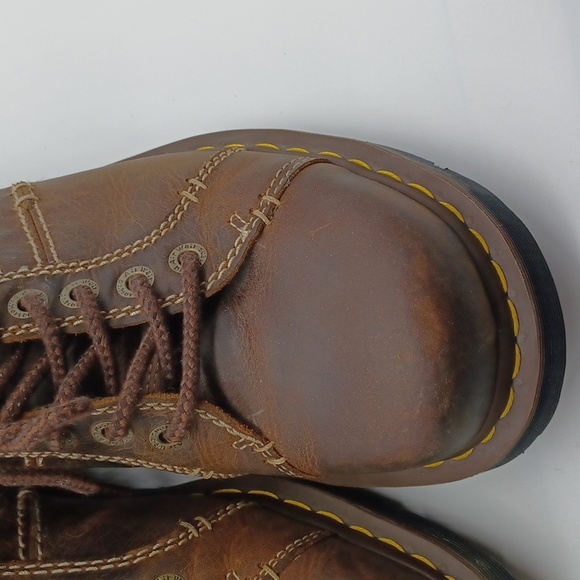 Doc Martens Quincy Chunky Leather Boots Size 12M Brown 90s Y2K Unisex - Picture 6 of 14